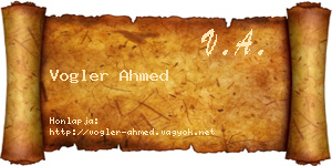 Vogler Ahmed névjegykártya